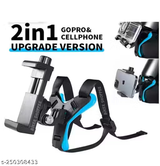 Helmet Chin Strap Mount with Mobile Clip & Screw Compatible with All Smart Phones and Action cameras
