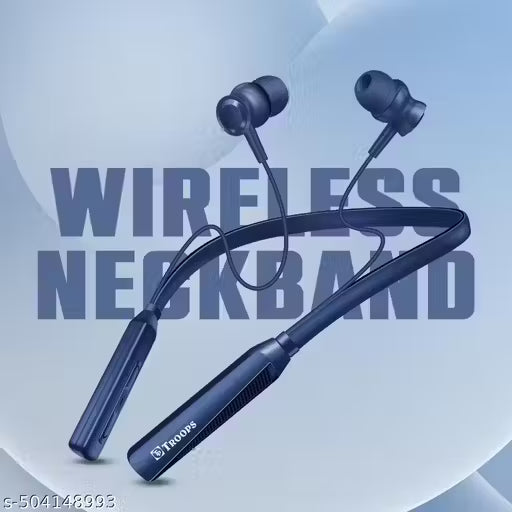 TP Troops Wireless in-Ear Neckband Bluetooth Earphones with 10mm Drivers, Rich Music Experience, 50 Hours Playtime, Type C Fast Charging, Neckband Earphones with Voice Assistant-Blue